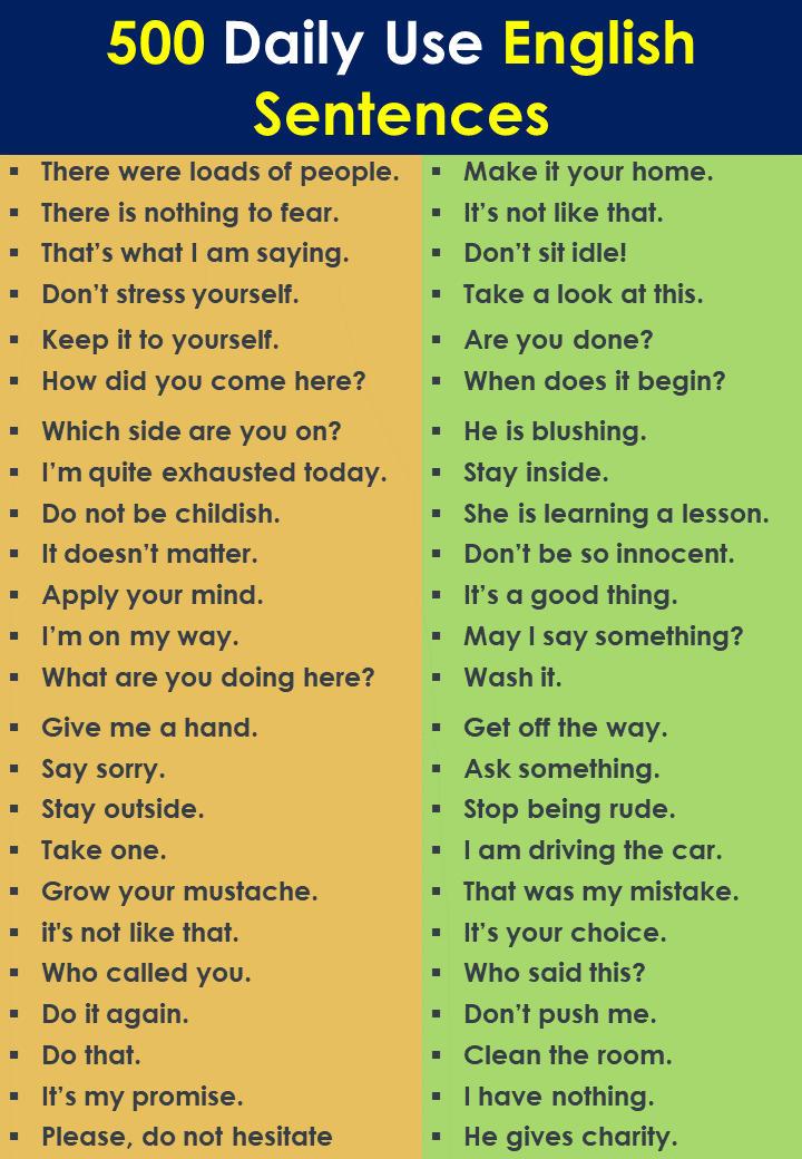 500 Daily Use English Sentences