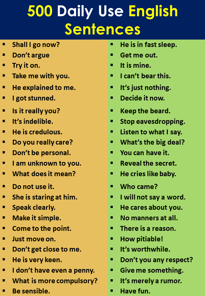 500 Daily Use English Sentences