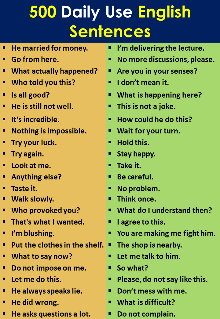 500 Daily Use English Sentences